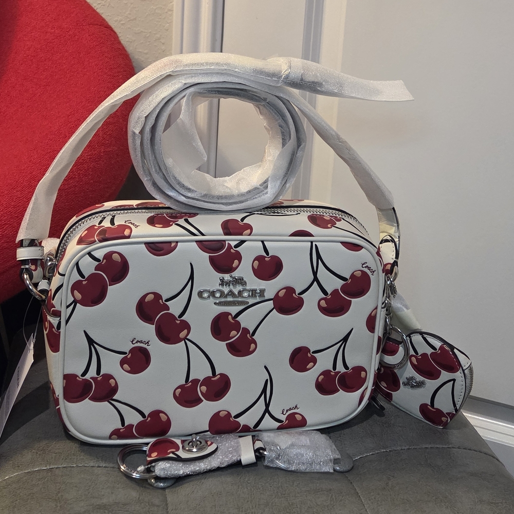 3 Piece Coach Bundle NWT Jamie Cherry Bag, Coin Purse and Key Fob